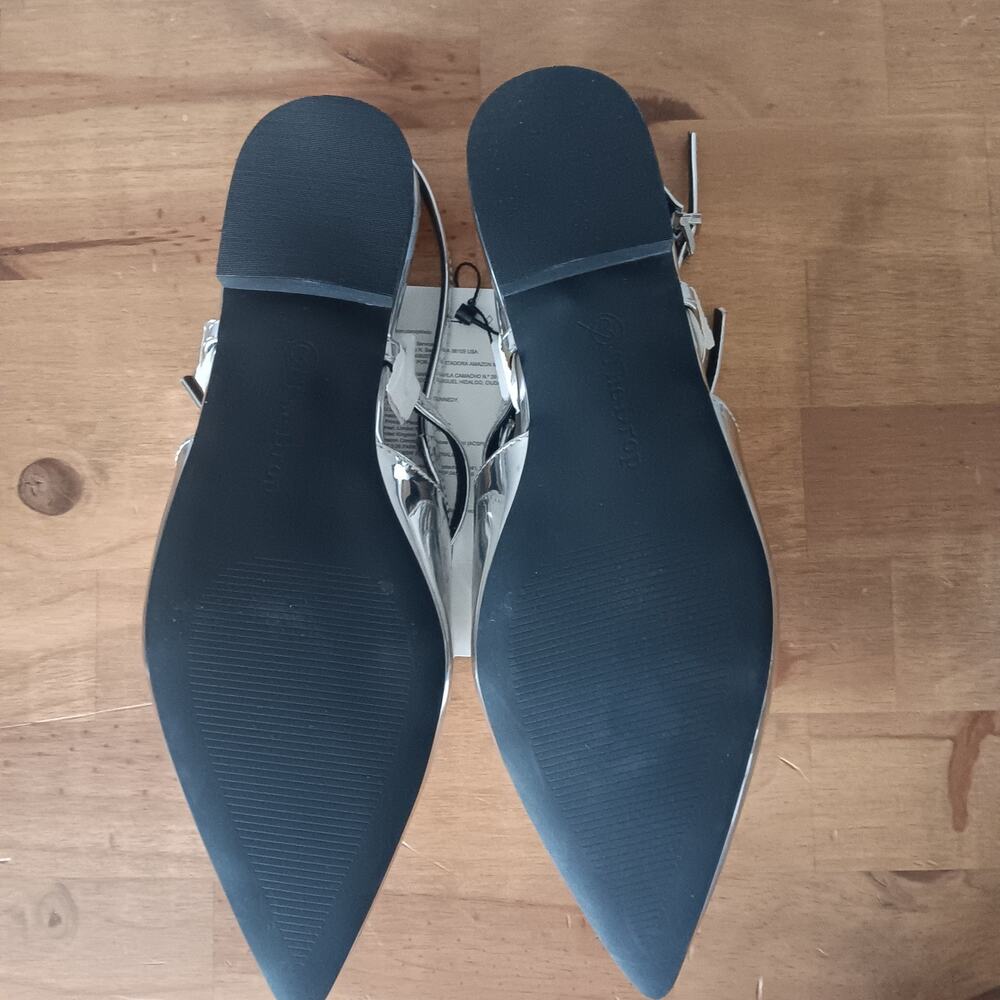 The Drop Silver TAMMIE Pointed Toe Slingback Flats US Size 8 NWT - Picture 7 of 10